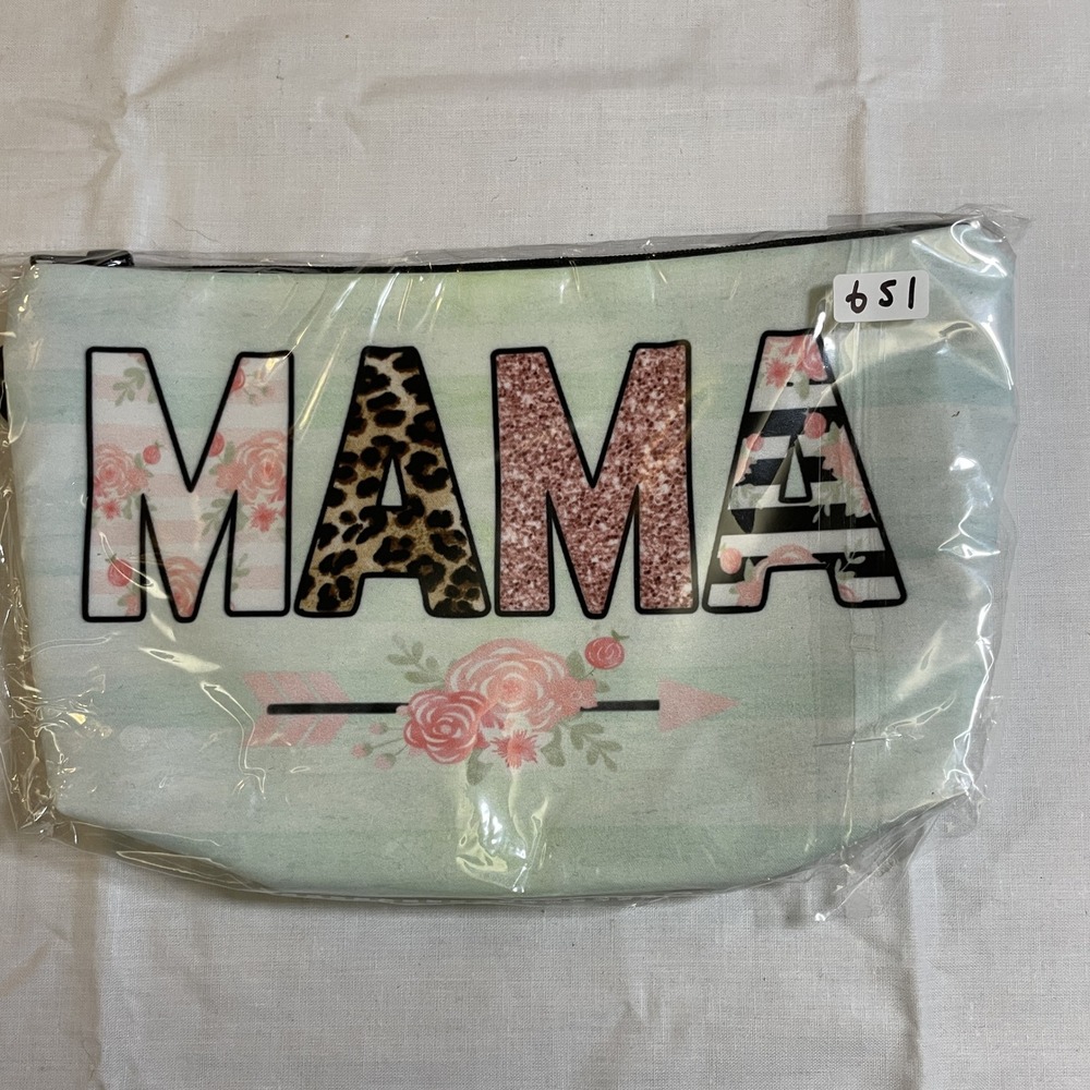 The‎ Pouch MAMA Cosmetic Bag Women OS Mint Green NWT Leopard Floral Hearts Boho